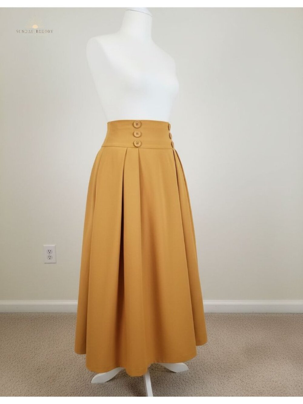 Belle Poque Women's Midi Pleated A-Line Skirt with Pockets
